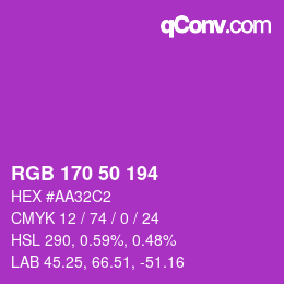 カラーコード: RGB 170 50 194 | qconv.com