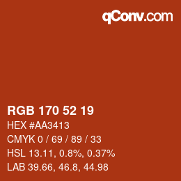 颜色代码: RGB 170 52 19 | qconv.com