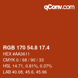 カラーコード: RGB 170 54.8 17.4 | qconv.com
