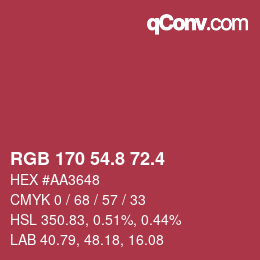 カラーコード: RGB 170 54.8 72.4 | qconv.com