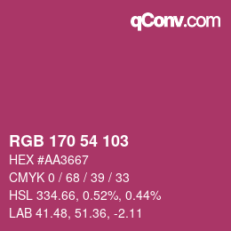 カラーコード: RGB 170 54 103 | qconv.com