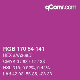 Color code: RGB 170 54 141 | qconv.com