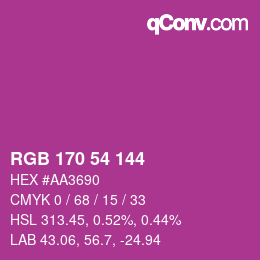 Color code: RGB 170 54 144 | qconv.com