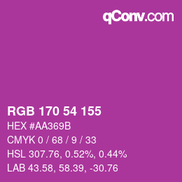 颜色代码: RGB 170 54 155 | qconv.com
