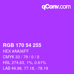 Color code: RGB 170 54 255 | qconv.com