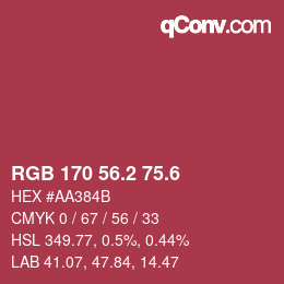 カラーコード: RGB 170 56.2 75.6 | qconv.com