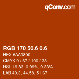 カラーコード: RGB 170 56.6 0.6 | qconv.com