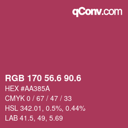 カラーコード: RGB 170 56.6 90.6 | qconv.com
