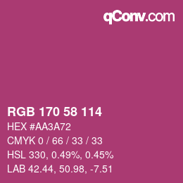 Color code: RGB 170 58 114 | qconv.com