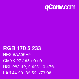 Color code: RGB 170 5 233 | qconv.com