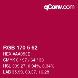 Color code: RGB 170 5 62 | qconv.com