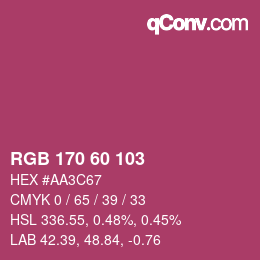 颜色代码: RGB 170 60 103 | qconv.com