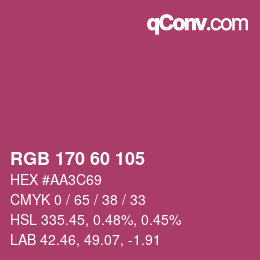 颜色代码: RGB 170 60 105 | qconv.com
