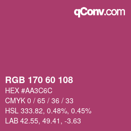 颜色代码: RGB 170 60 108 | qconv.com