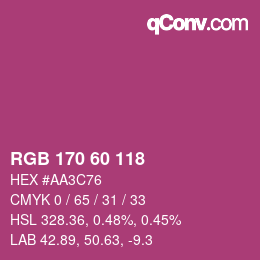 颜色代码: RGB 170 60 118 | qconv.com
