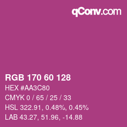 颜色代码: RGB 170 60 128 | qconv.com