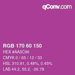 颜色代码: RGB 170 60 150 | qconv.com