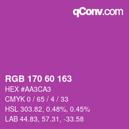 カラーコード: RGB 170 60 163 | qconv.com
