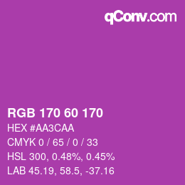 颜色代码: RGB 170 60 170 | qconv.com