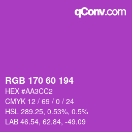 Color code: RGB 170 60 194 | qconv.com