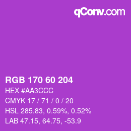 カラーコード: RGB 170 60 204 | qconv.com