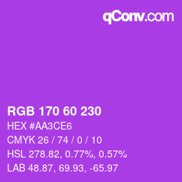 カラーコード: RGB 170 60 230 | qconv.com