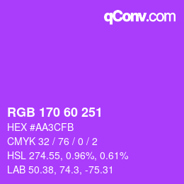 颜色代码: RGB 170 60 251 | qconv.com