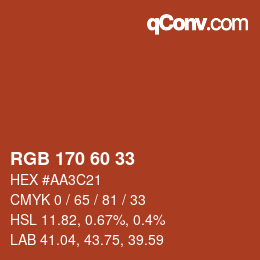 Color code: RGB 170 60 33 | qconv.com