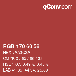 Color code: RGB 170 60 58 | qconv.com