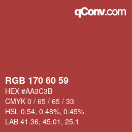 Color code: RGB 170 60 59 | qconv.com