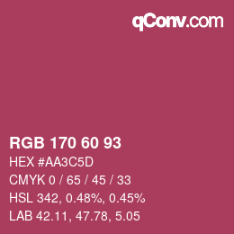 颜色代码: RGB 170 60 93 | qconv.com