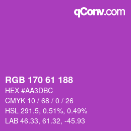 颜色代码: RGB 170 61 188 | qconv.com
