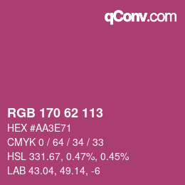 Color code: RGB 170 62 113 | qconv.com