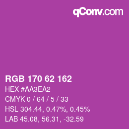 Color code: RGB 170 62 162 | qconv.com