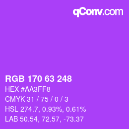 Color code: RGB 170 63 248 | qconv.com