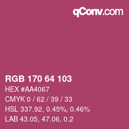 Color code: RGB 170 64 103 | qconv.com