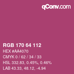 Color code: RGB 170 64 112 | qconv.com