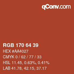 Color code: RGB 170 64 39 | qconv.com