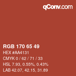 Color code: RGB 170 65 49 | qconv.com
