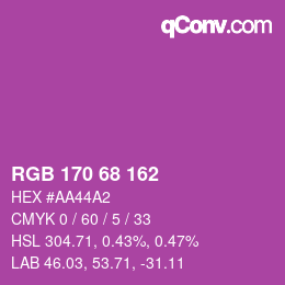 Color code: RGB 170 68 162 | qconv.com