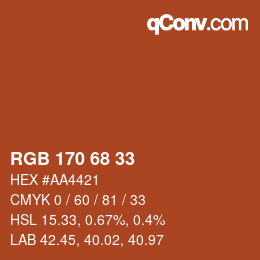 Color code: RGB 170 68 33 | qconv.com