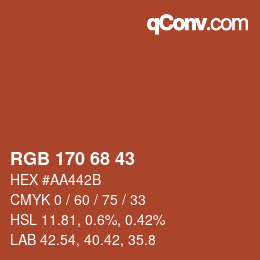 カラーコード: RGB 170 68 43 | qconv.com