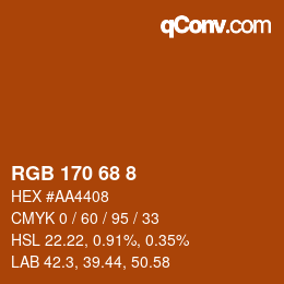 Color code: RGB 170 68 8 | qconv.com