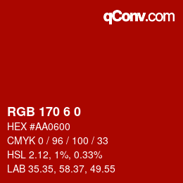 カラーコード: RGB 170 6 0 | qconv.com