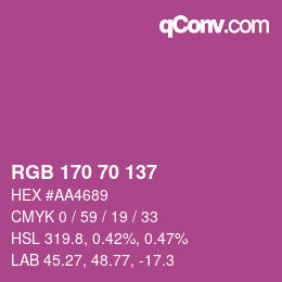 Código de color: RGB 170 70 137 | qconv.com