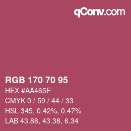 Color code: RGB 170 70 95 | qconv.com