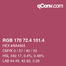 カラーコード: RGB 170 72.4 101.4 | qconv.com