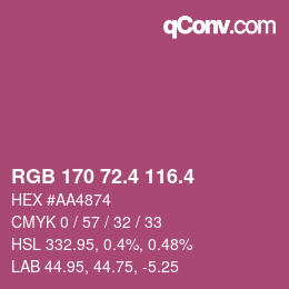 カラーコード: RGB 170 72.4 116.4 | qconv.com