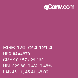 カラーコード: RGB 170 72.4 121.4 | qconv.com
