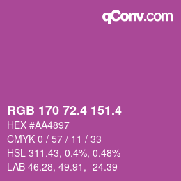 カラーコード: RGB 170 72.4 151.4 | qconv.com
